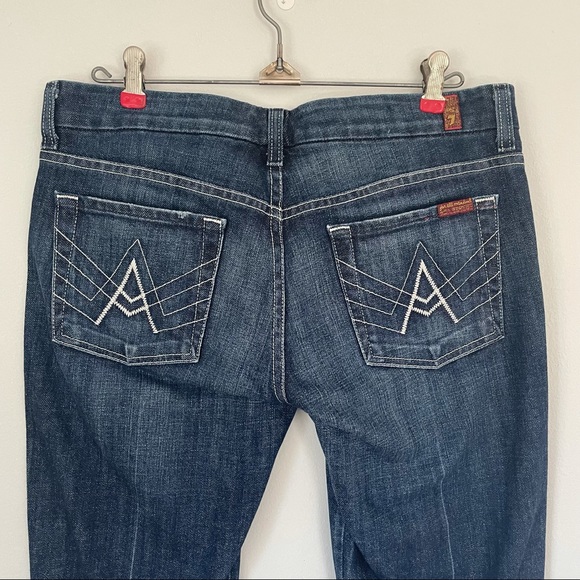 7 For All Mankind "A" Pocket Boot Cut Denim Mid Rise Jeans Size 29 - Picture 6 of 13